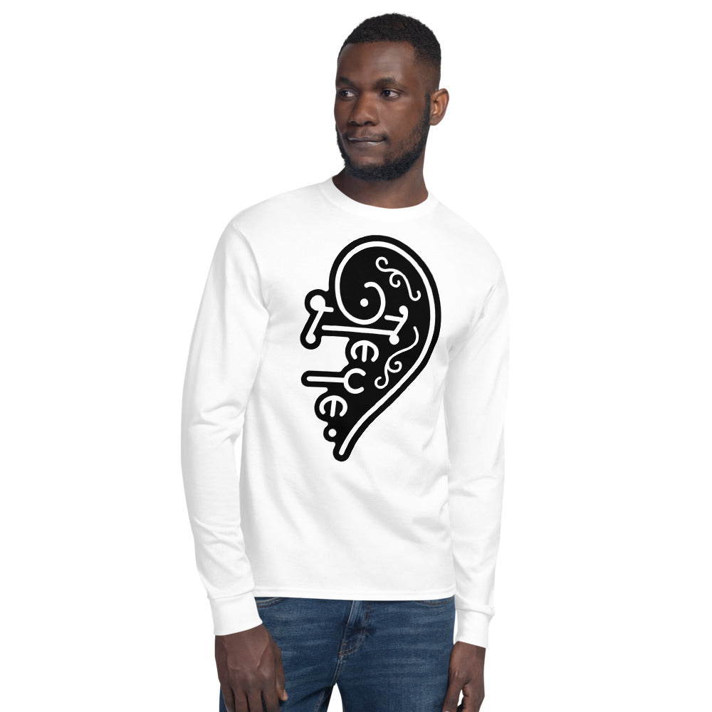 TEYE™ Guitars Official Champion Men's Long Sleeve Shirt (WHITE w/BLACK LOGO)