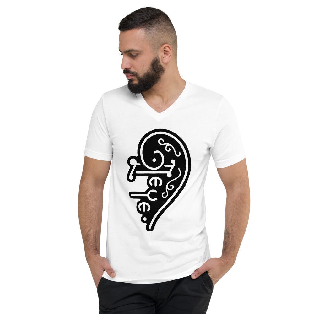 TEYE™ Guitars Official Unisex Short Sleeve V-Neck T-Shirt (WHITE)