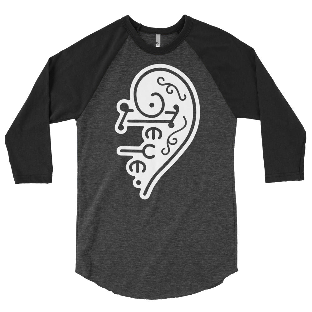 TEYE™ Guitars Official 3/4 sleeve Reaglan shirt (Heather Grey w/Black Sleeves - WHITE Logo)
